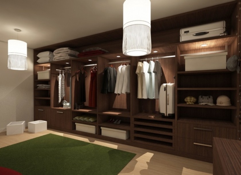 Классическая гардеробная комната из массива с подсветкой Энгельс